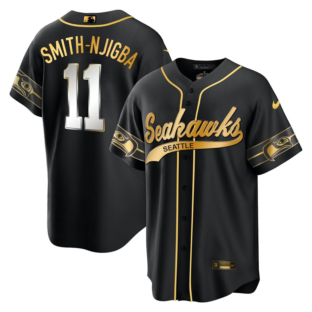 Seahawks Throwback & Gold Cool Base Jersey V2 - All Stitched - image 41