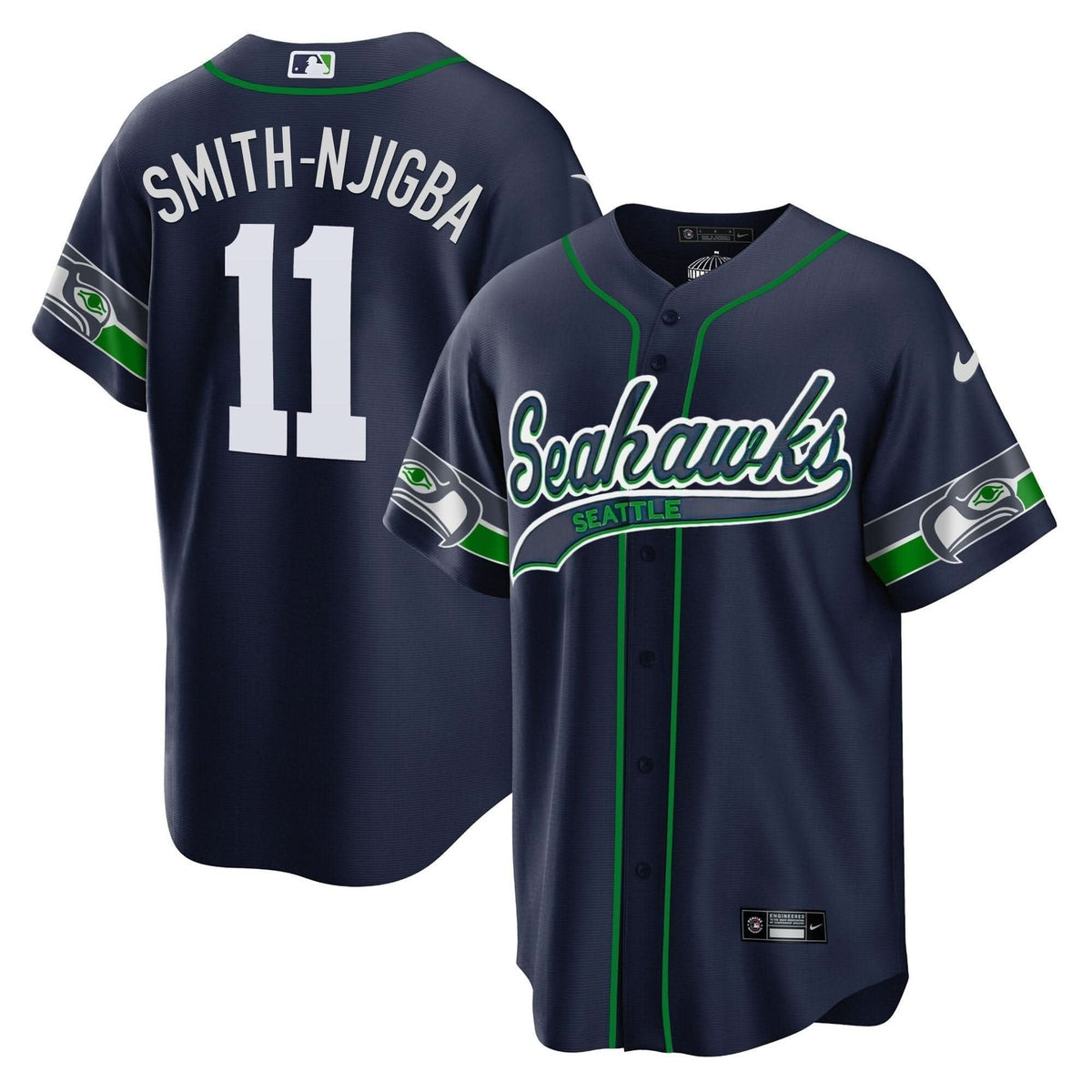 Seahawks Throwback & Gold Cool Base Jersey V2 - All Stitched - image 1