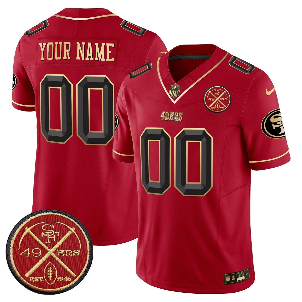 49ers Est.1946 Patch Vapor Limited Custom Jersey V2 - All Stitched - image 3