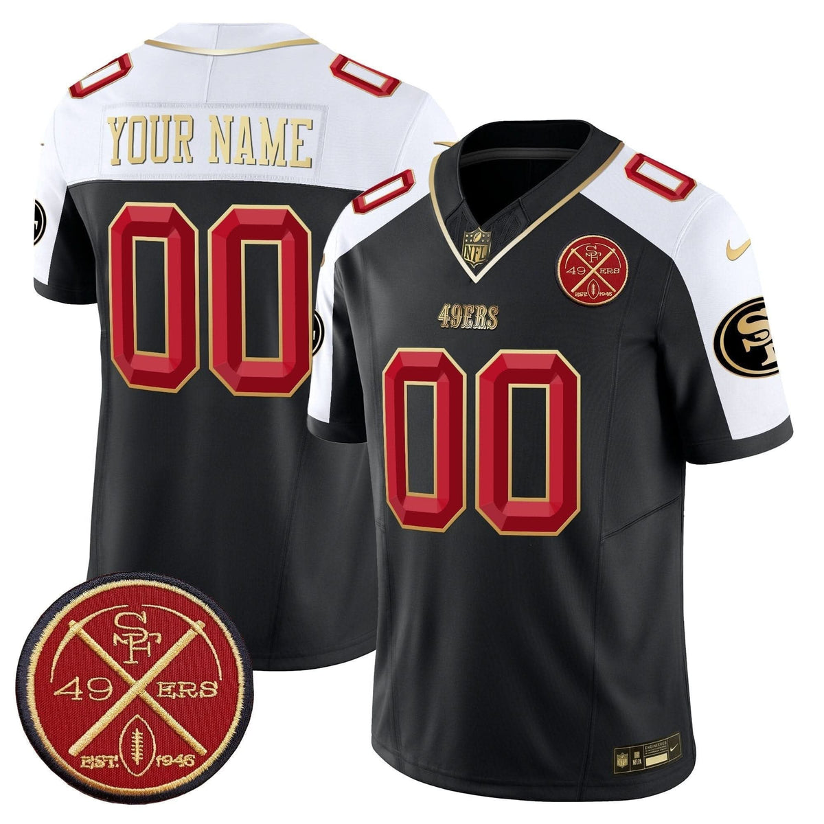 49ers Est.1946 Patch Vapor Limited Custom Jersey V2 - All Stitched - image 1