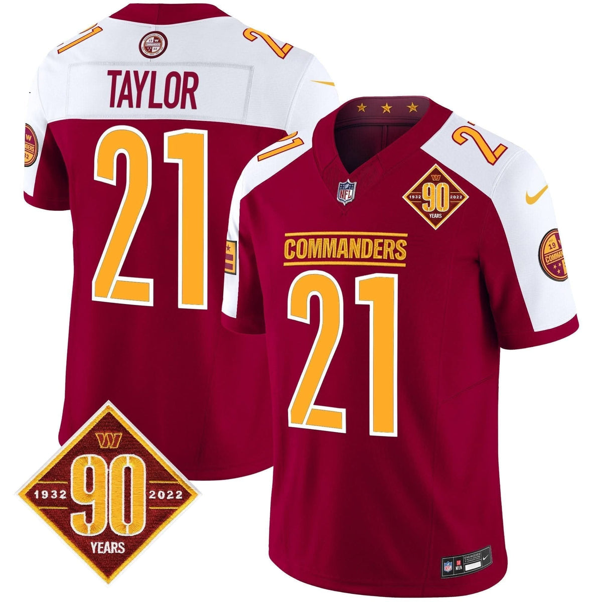 Washington Commanders 90th Anniversary Patch Vapor Limited Jersey - All Stitched - image 6
