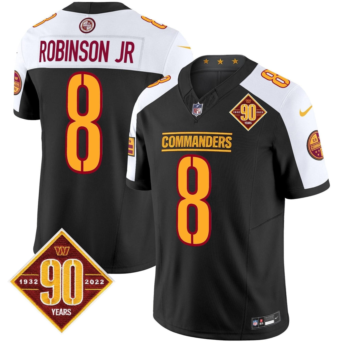 Washington Commanders 90th Anniversary Patch Vapor Limited Jersey - All Stitched - image 10