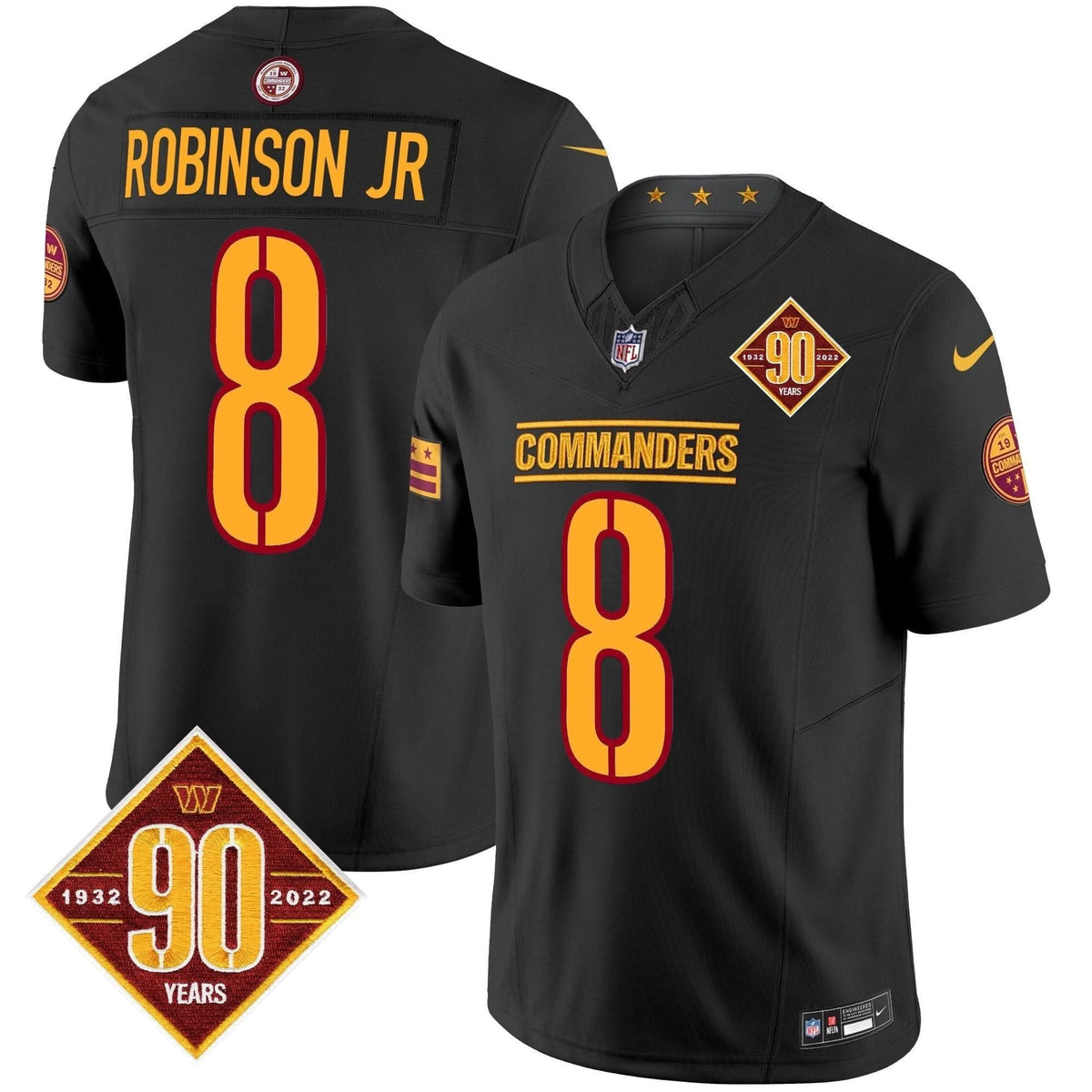 Washington Commanders 90th Anniversary Patch Vapor Limited Jersey - All Stitched - image 18
