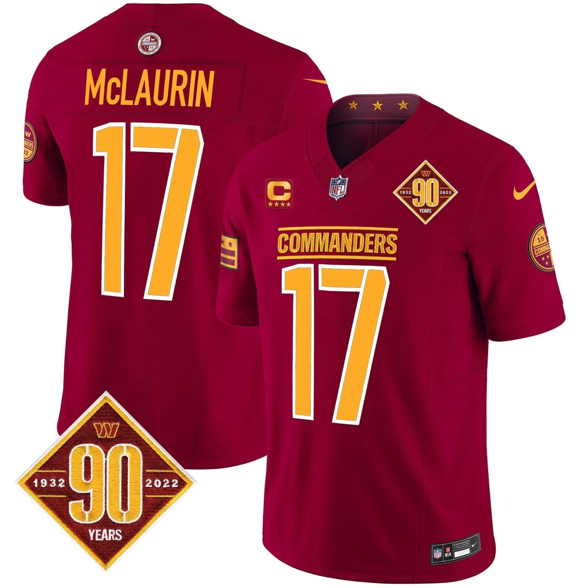 Washington Commanders 90th Anniversary Patch Vapor Limited Jersey - All Stitched - image 29