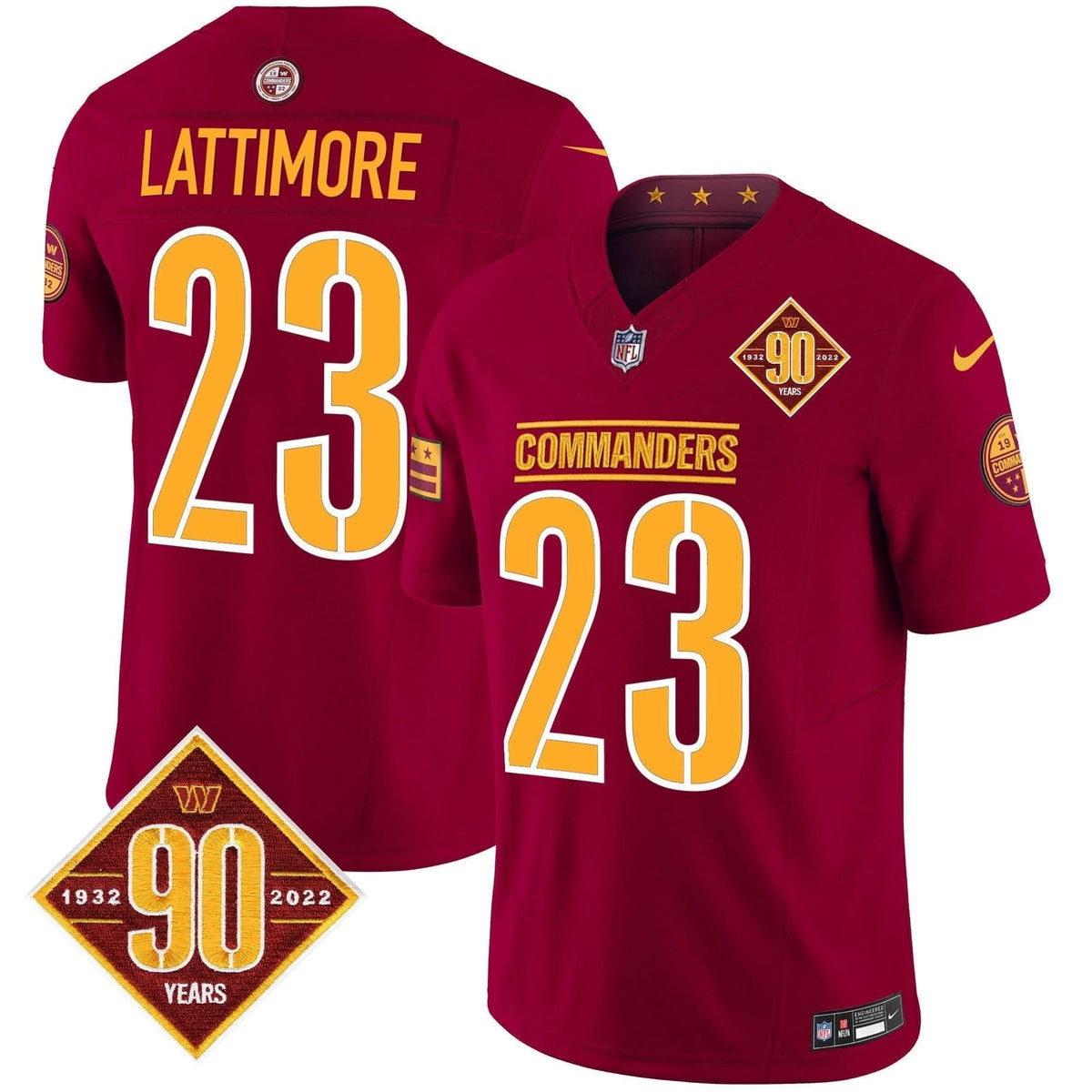 Washington Commanders 90th Anniversary Patch Vapor Limited Jersey - All Stitched - image 32