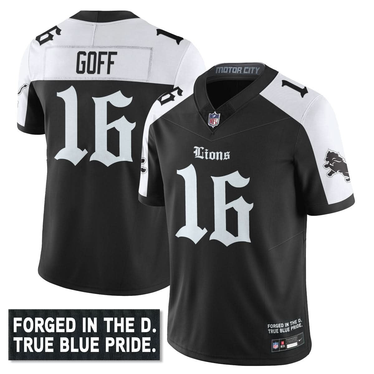 Detroit Lions 'Gothic Motor City Edition' Vapor Limited Jersey - All Stitched - image 3