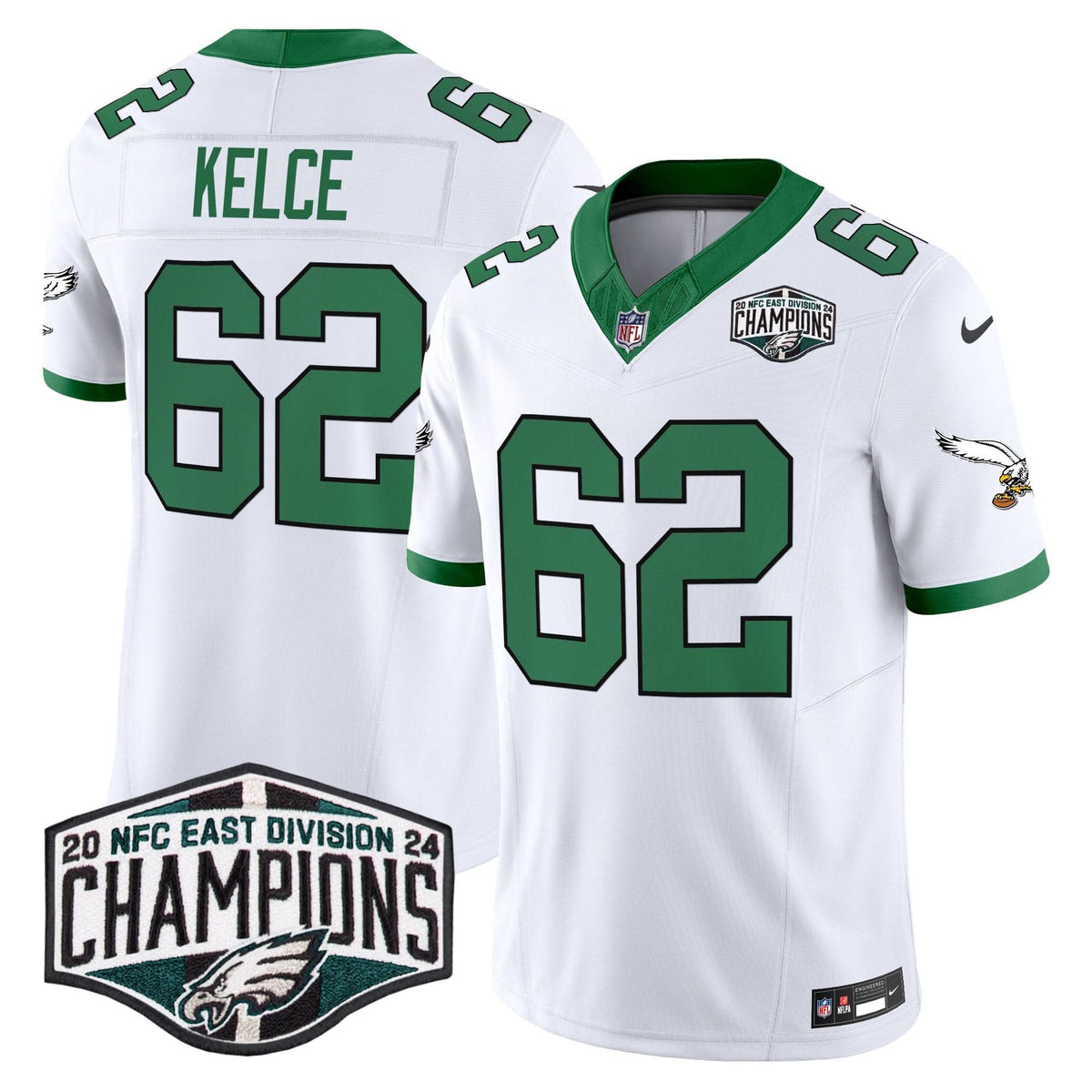 Philadelphia Eagles Kelly Green 2024 NFC East Division Champions Vapor Limited Jersey V2 - All Stitched - image 4