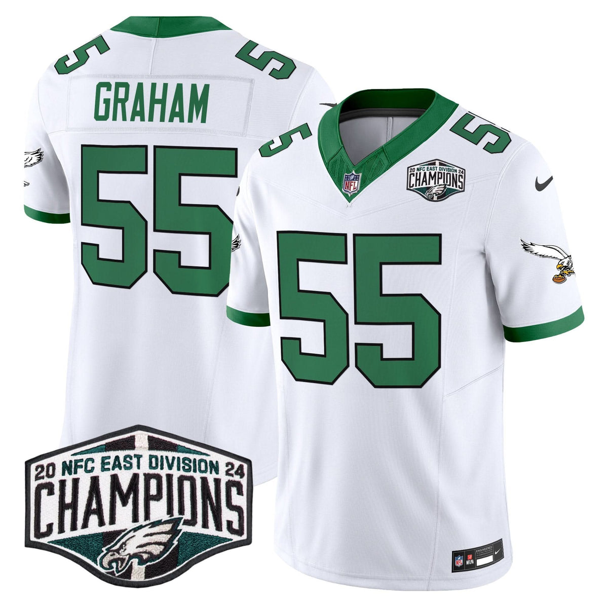 Philadelphia Eagles Kelly Green 2024 NFC East Division Champions Vapor Limited Jersey V2 - All Stitched - image 7