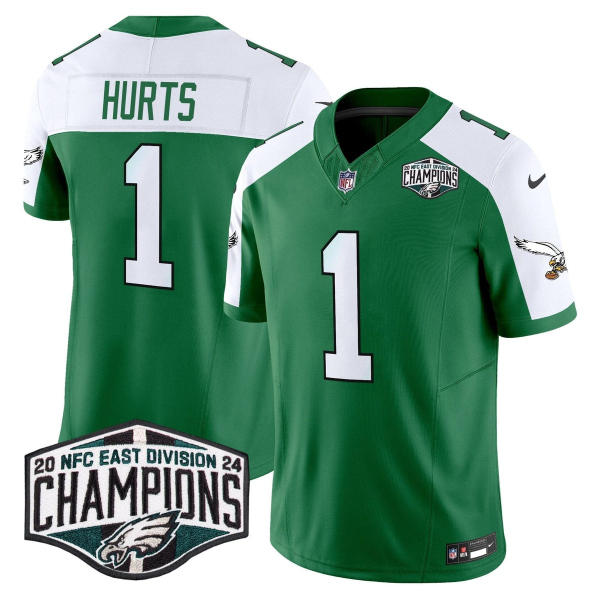 Philadelphia Eagles Kelly Green 2024 NFC East Division Champions Vapor Limited Jersey V2 - All Stitched - image 21