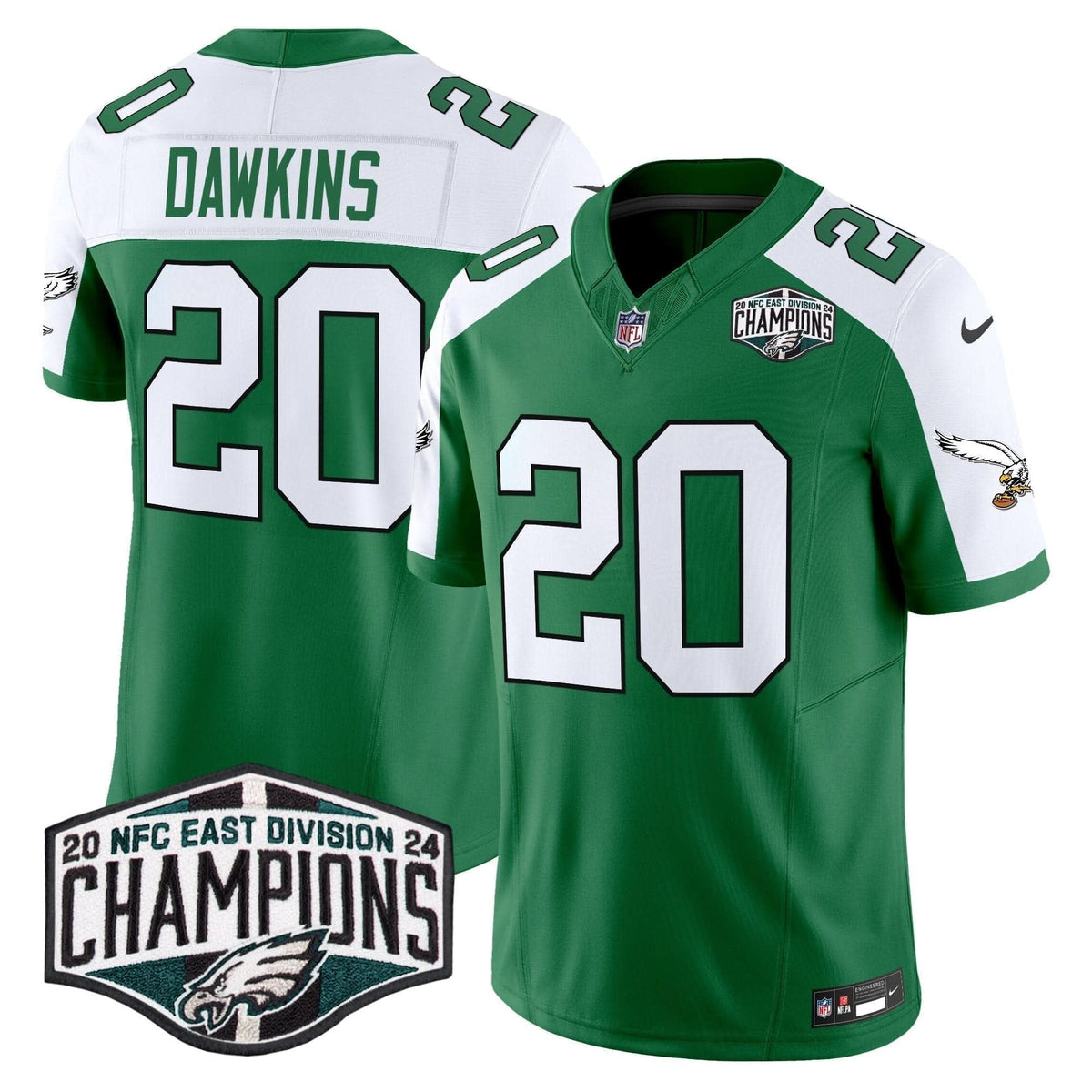 Philadelphia Eagles Kelly Green 2024 NFC East Division Champions Vapor Limited Jersey V2 - All Stitched - image 26