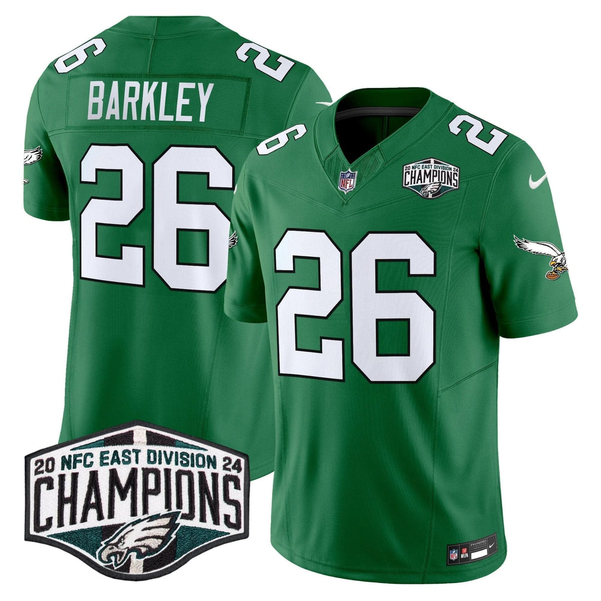 Philadelphia Eagles Kelly Green 2024 NFC East Division Champions Vapor Limited Jersey V2 - All Stitched - image 28