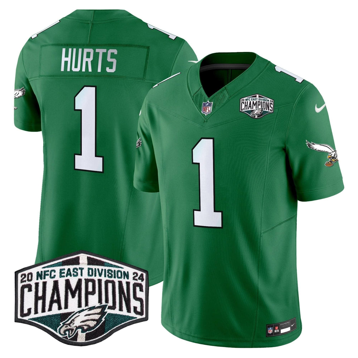 Philadelphia Eagles Kelly Green 2024 NFC East Division Champions Vapor Limited Jersey V2 - All Stitched - image 30