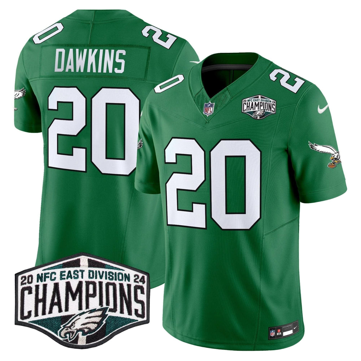 Philadelphia Eagles Kelly Green 2024 NFC East Division Champions Vapor Limited Jersey V2 - All Stitched - image 35