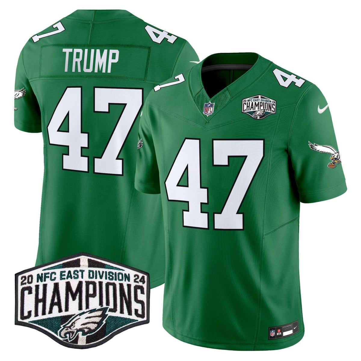 Philadelphia Eagles Kelly Green 2024 NFC East Division Champions Vapor Limited Jersey V2 - All Stitched - image 36