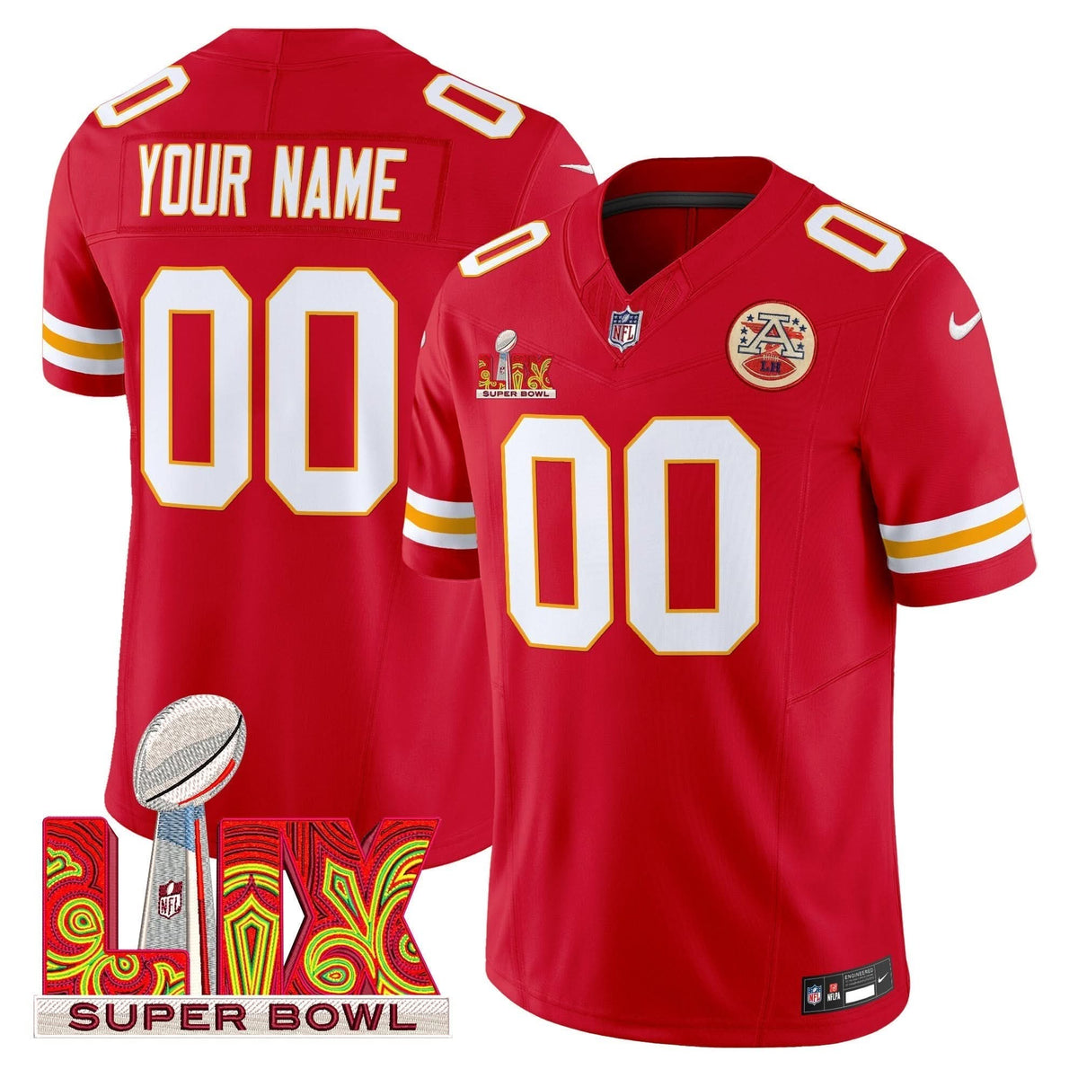 Chiefs Super Bowl LIX Patch Vapor Limited Custom Jersey - All Stitched - image 2