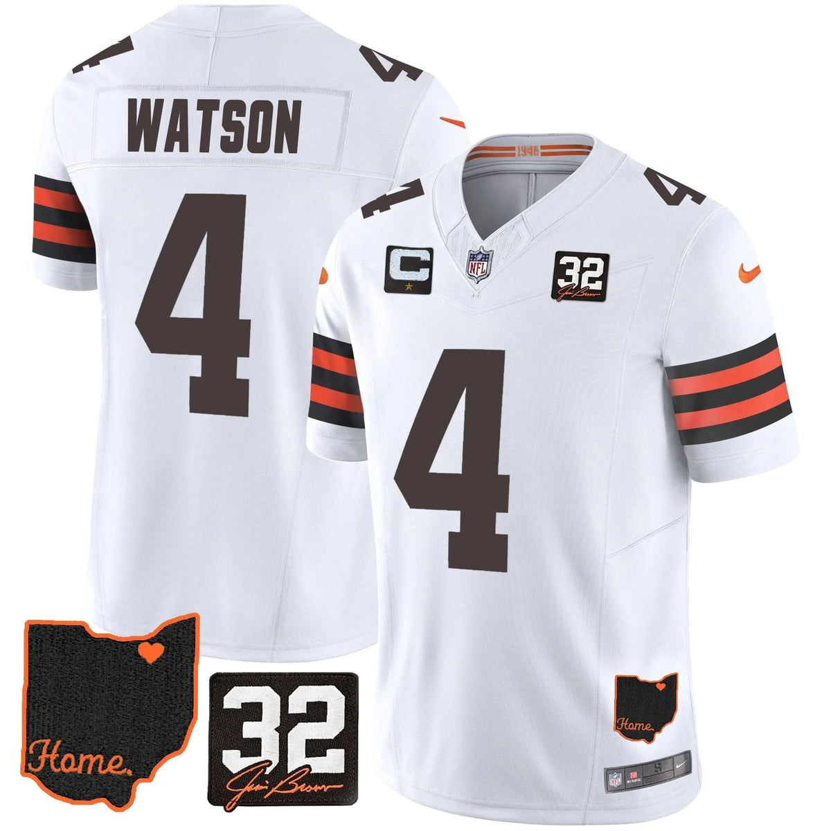 Browns #32 Jim Brown Memorial & Home Patch Jersey V3 - All Stitched - image 20