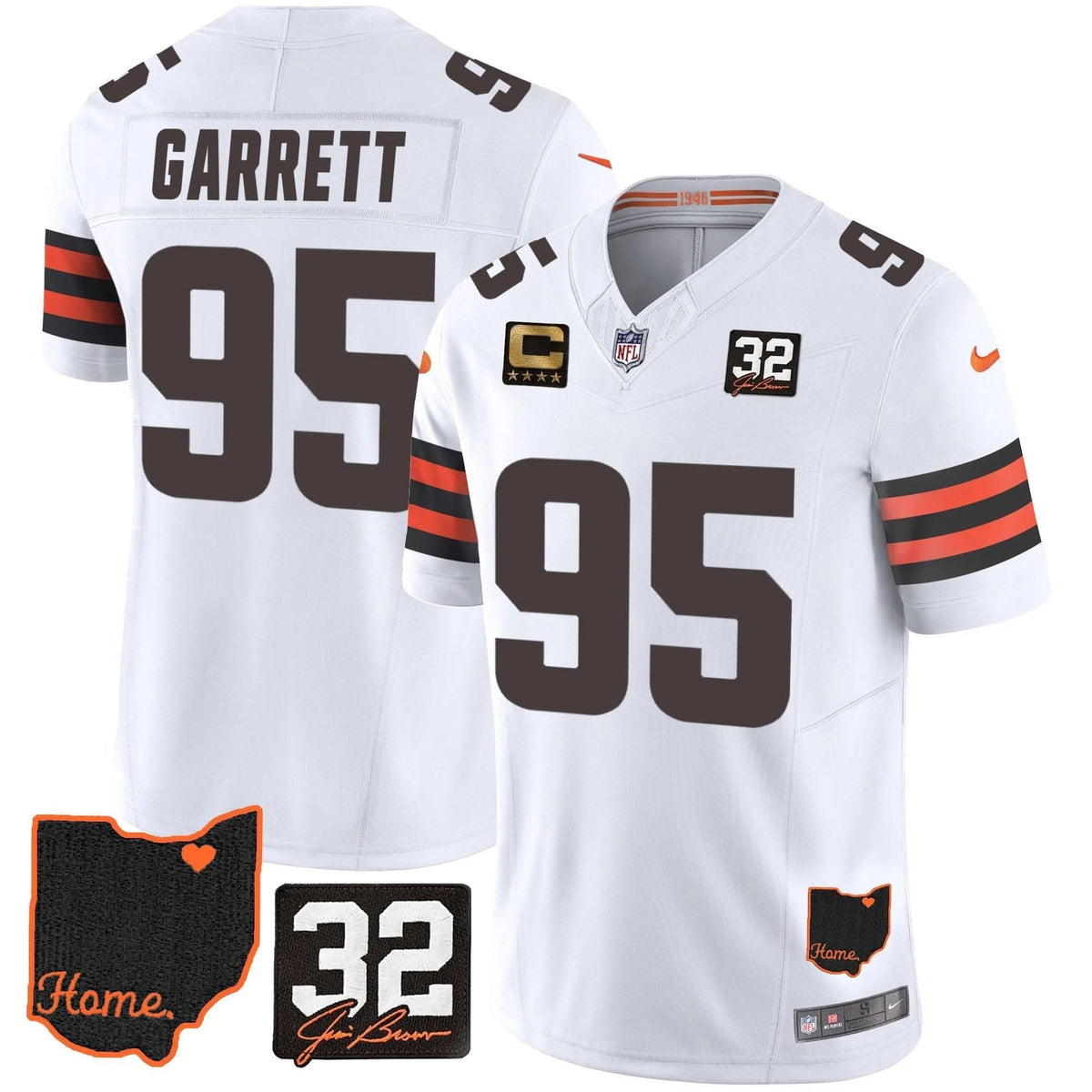 Browns #32 Jim Brown Memorial & Home Patch Jersey V3 - All Stitched - image 23