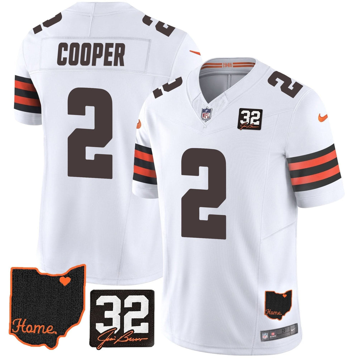 Browns #32 Jim Brown Memorial & Home Patch Jersey V3 - All Stitched - image 26