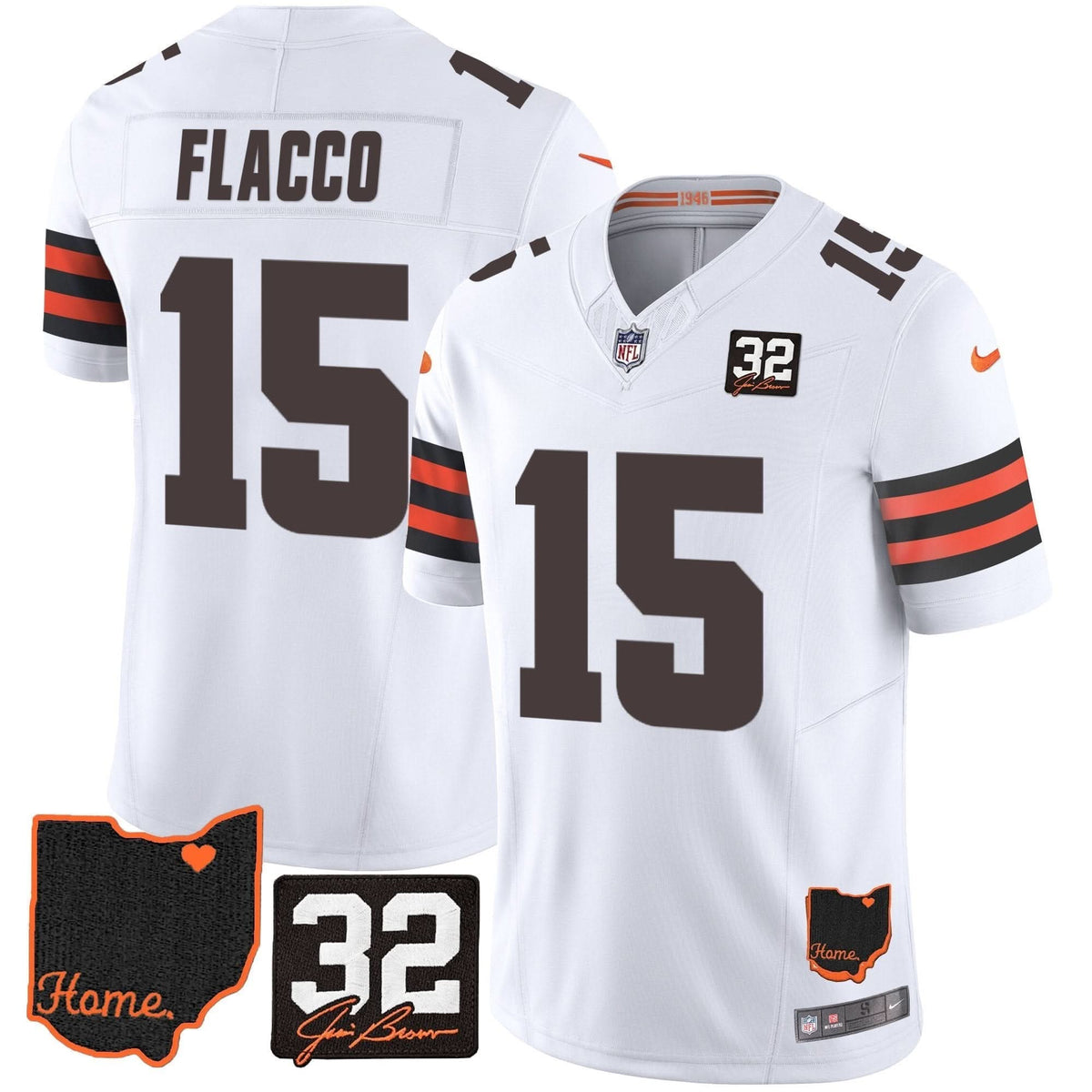 Browns #32 Jim Brown Memorial & Home Patch Jersey V3 - All Stitched - image 27