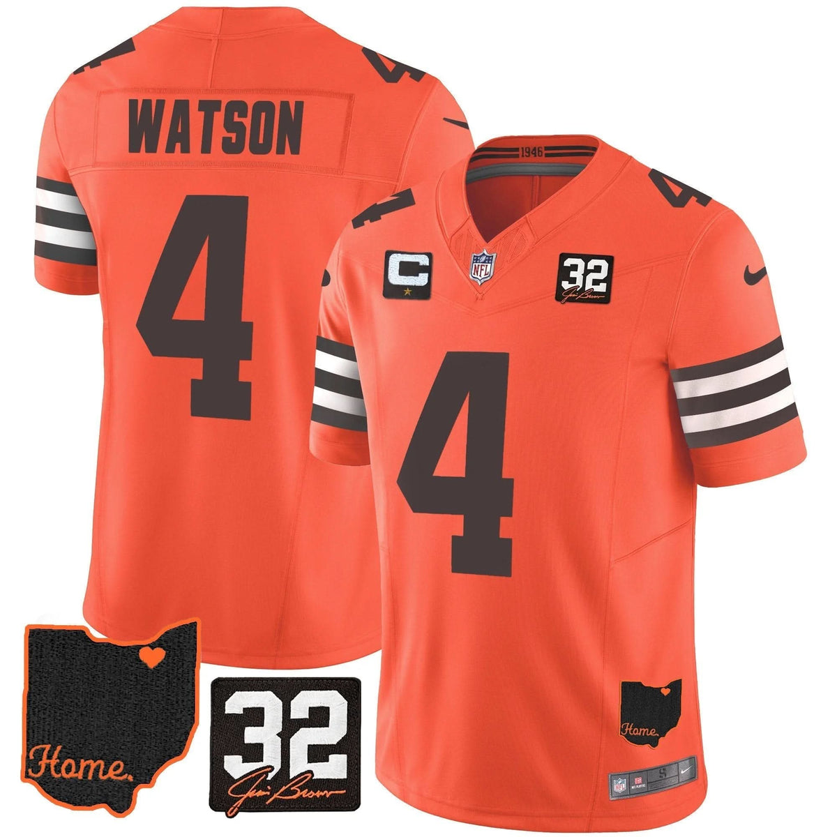 Browns #32 Jim Brown Memorial & Home Patch Jersey V3 - All Stitched - image 29