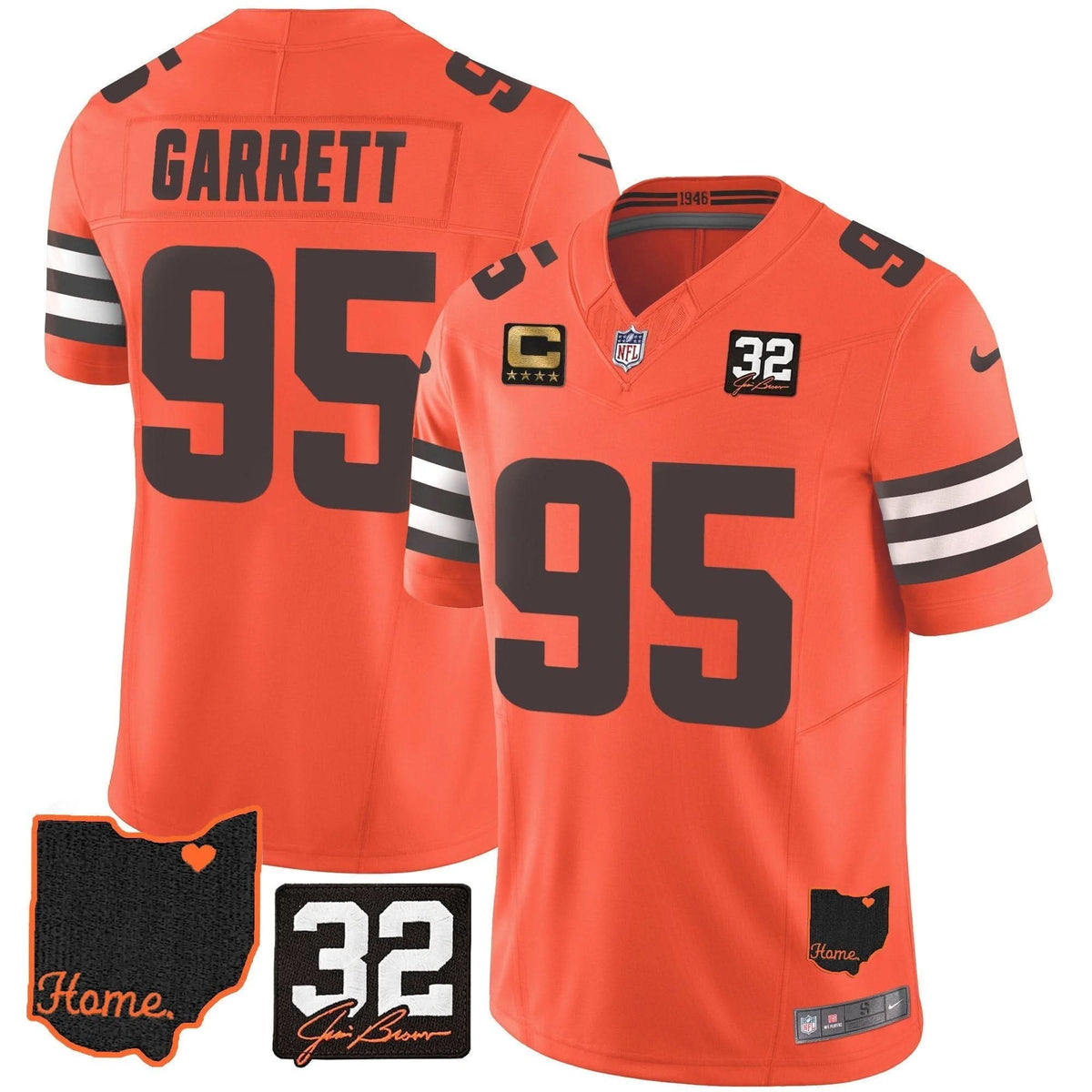Browns #32 Jim Brown Memorial & Home Patch Jersey V3 - All Stitched - image 32