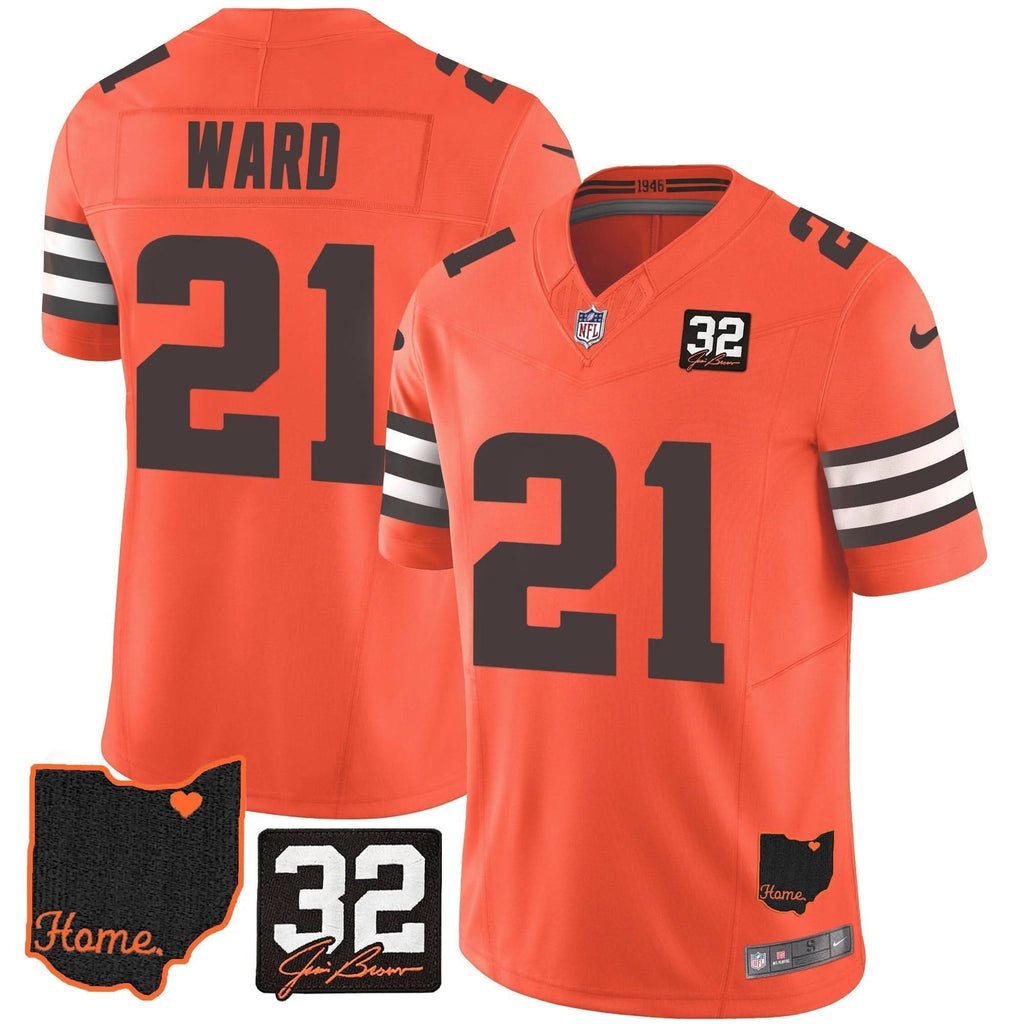 Browns #32 Jim Brown Memorial & Home Patch Jersey V3 - All Stitched - image 33