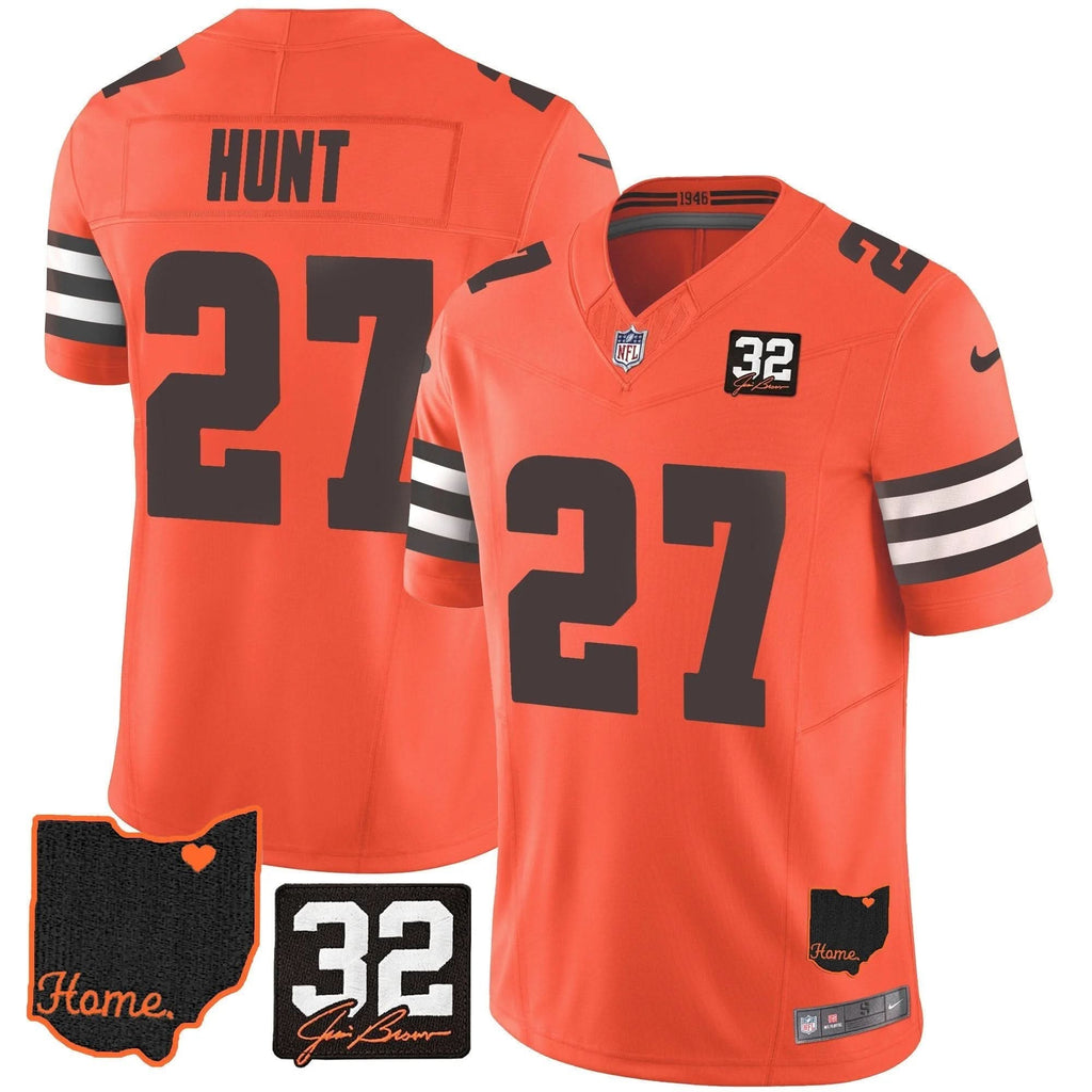 Browns #32 Jim Brown Memorial & Home Patch Jersey V3 - All Stitched - image 34