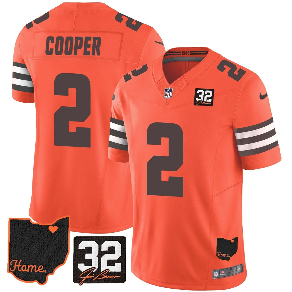 Browns #32 Jim Brown Memorial & Home Patch Jersey V3 - All Stitched - image 35