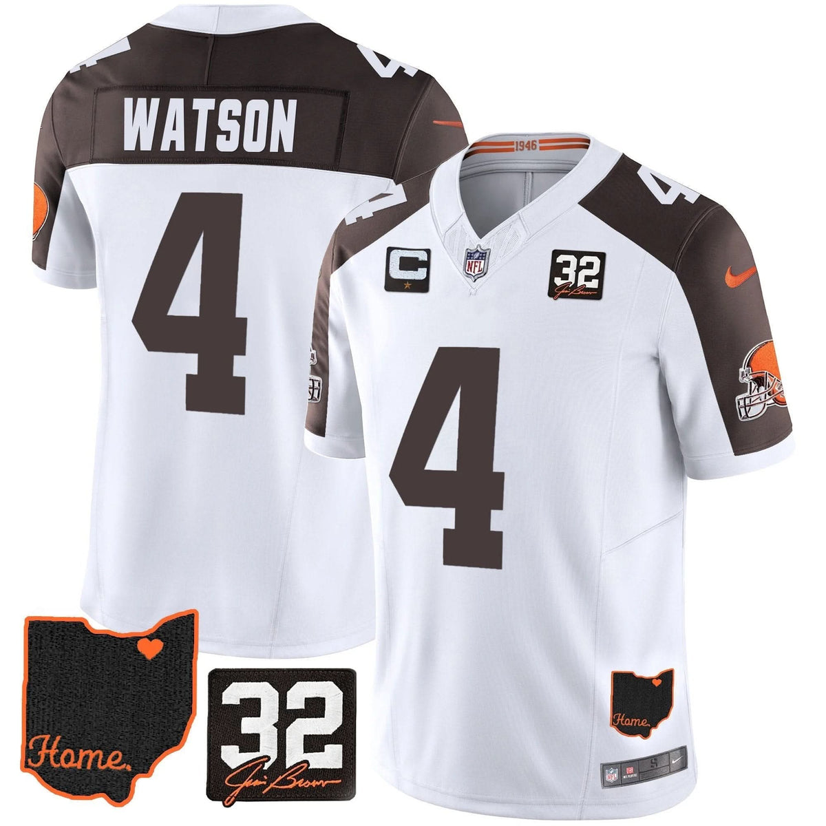 Browns #32 Jim Brown Memorial & Home Patch Jersey V3 - All Stitched - image 38