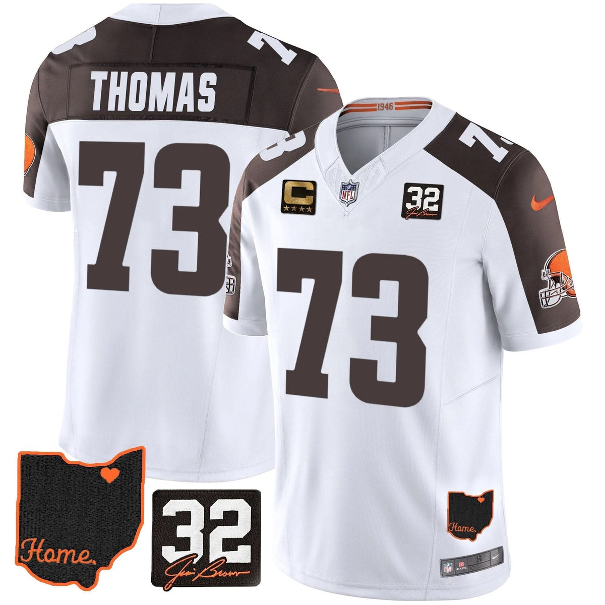 Browns #32 Jim Brown Memorial & Home Patch Jersey V3 - All Stitched - image 39