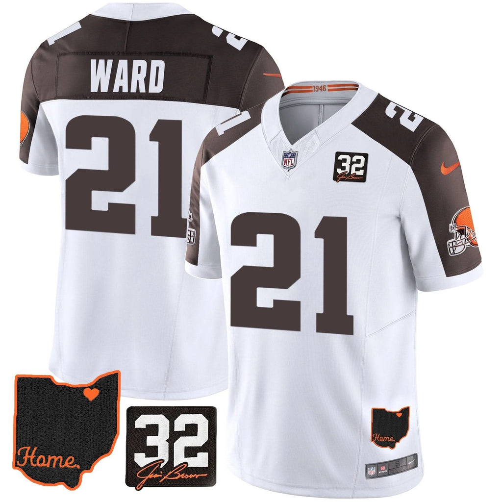 Browns #32 Jim Brown Memorial & Home Patch Jersey V3 - All Stitched - image 42