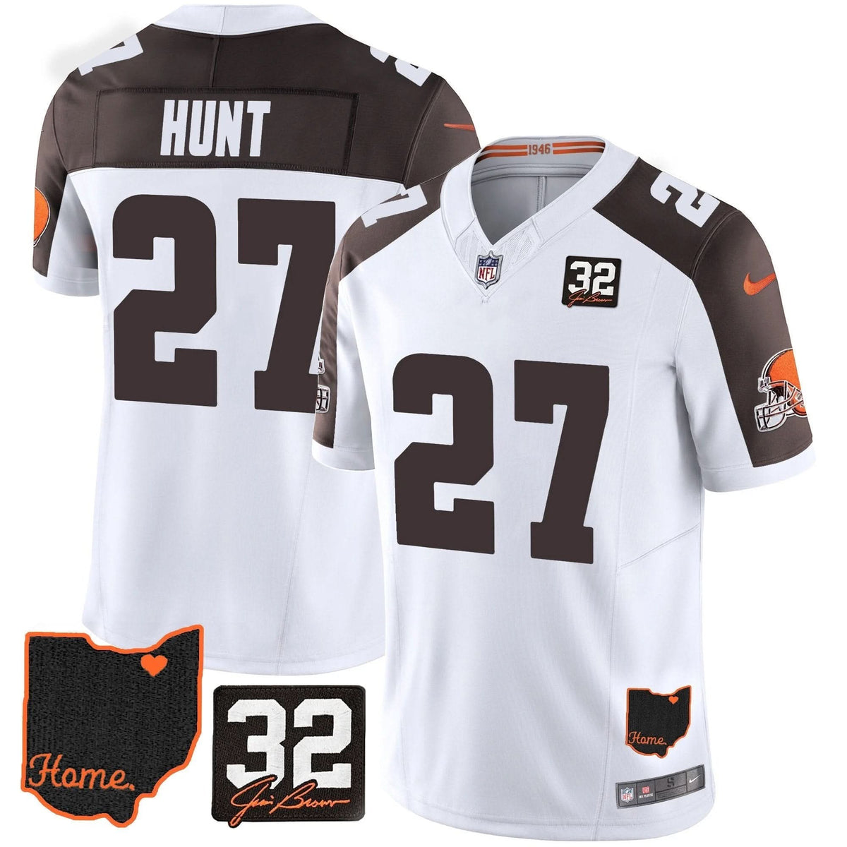 Browns #32 Jim Brown Memorial & Home Patch Jersey V3 - All Stitched - image 43