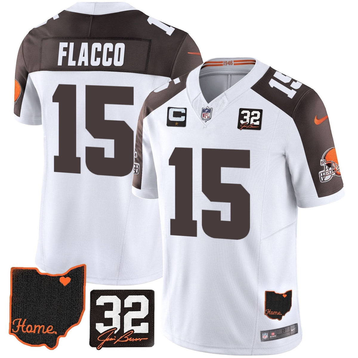 Browns #32 Jim Brown Memorial & Home Patch Jersey V3 - All Stitched - image 45