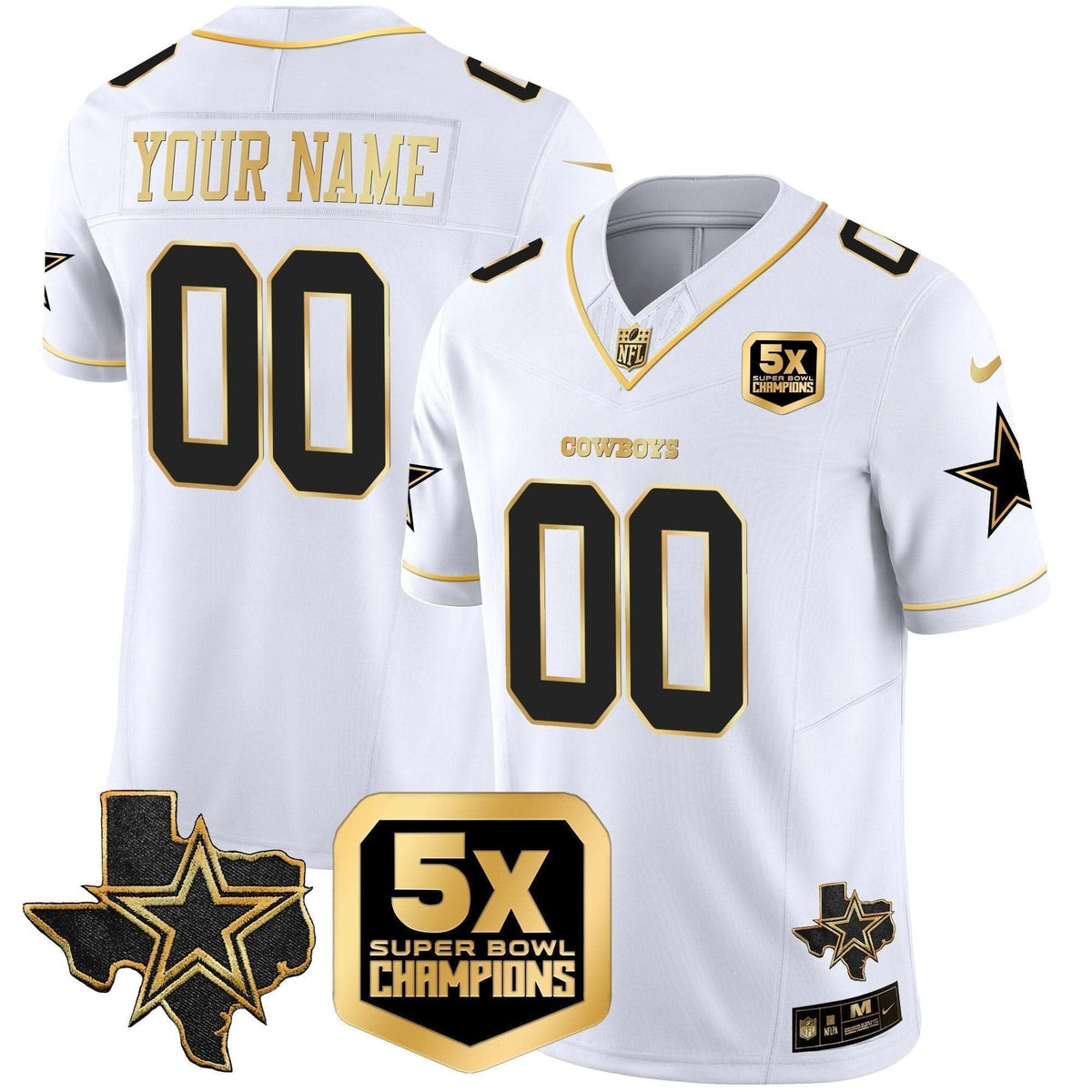 Cowboys 5x Super Bowl Champions Vapor Limited Custom Jersey - All Stitched - image 3