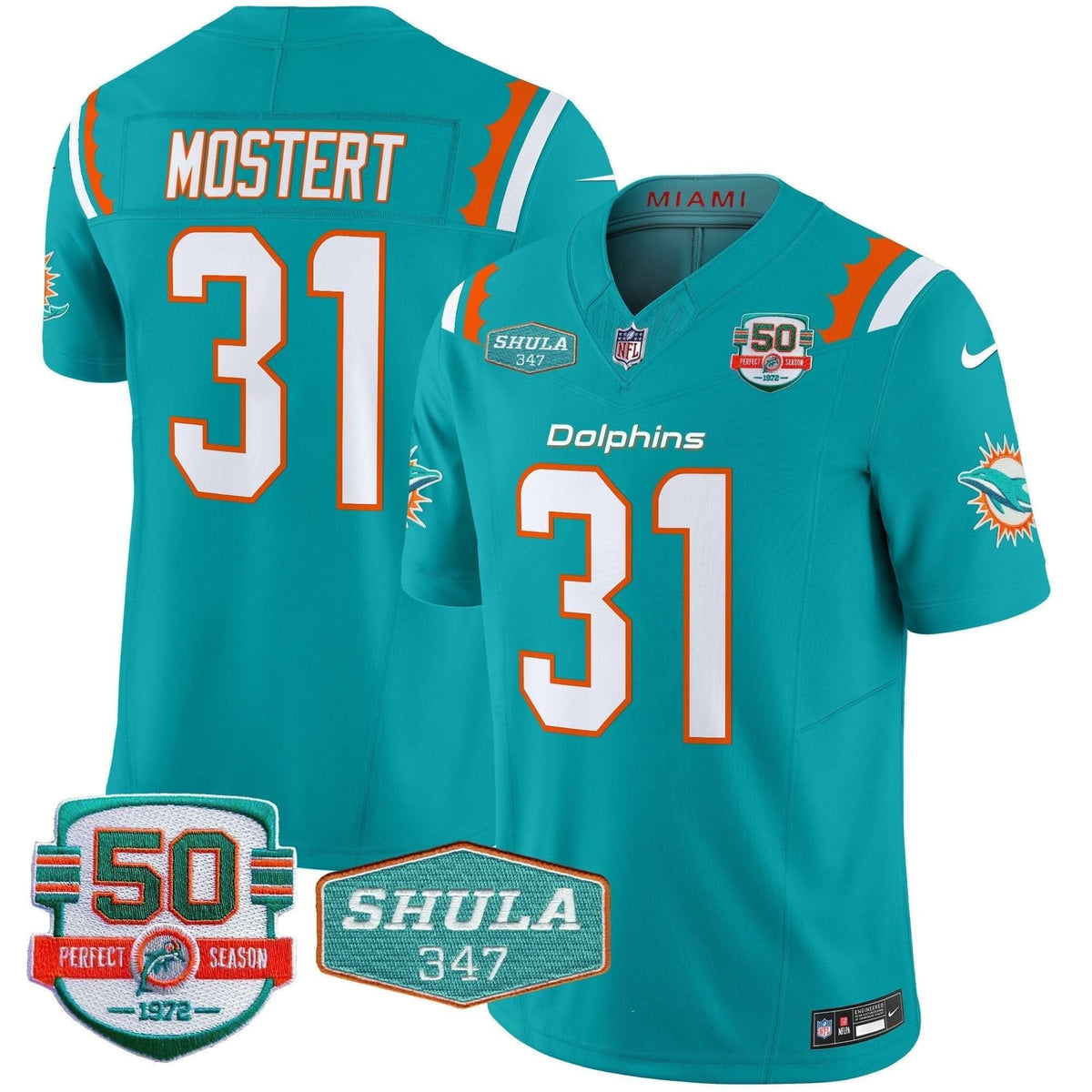 Dolphins 50th & Don Shula 347 Memorial Patch Vapor Limited Jersey - All Stitched - image 4