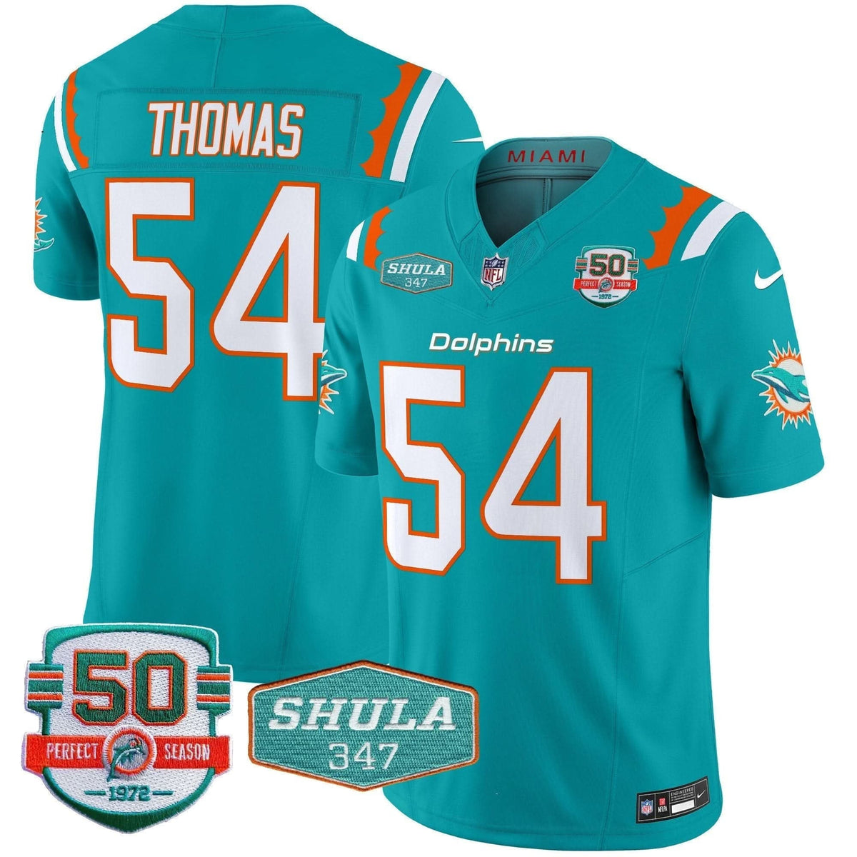 Dolphins 50th & Don Shula 347 Memorial Patch Vapor Limited Jersey - All Stitched - image 6