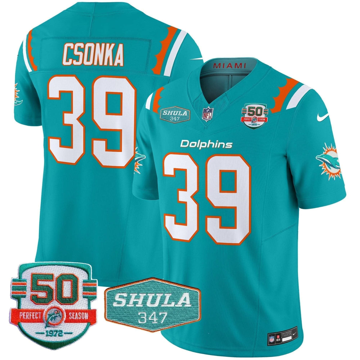 Dolphins 50th & Don Shula 347 Memorial Patch Vapor Limited Jersey - All Stitched - image 7