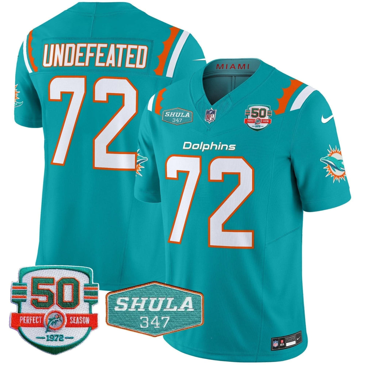 Dolphins 50th & Don Shula 347 Memorial Patch Vapor Limited Jersey - All Stitched - image 8