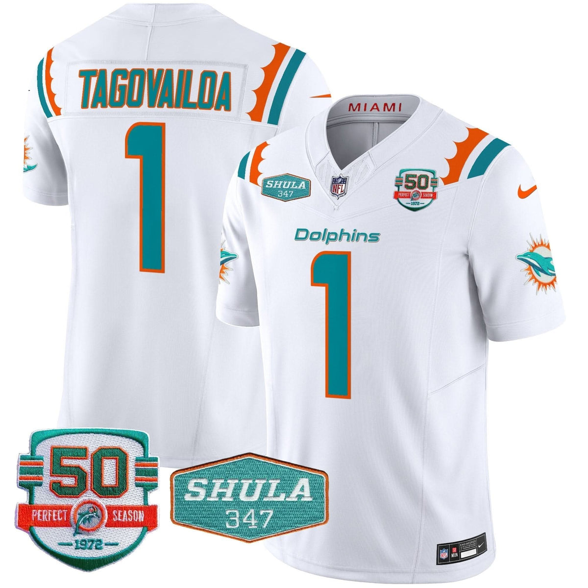 Dolphins 50th & Don Shula 347 Memorial Patch Vapor Limited Jersey - All Stitched - image 9