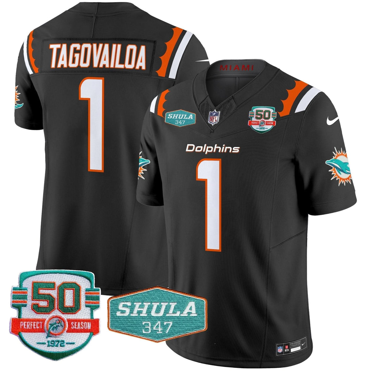 Dolphins 50th & Don Shula 347 Memorial Patch Vapor Limited Jersey - All Stitched - image 17