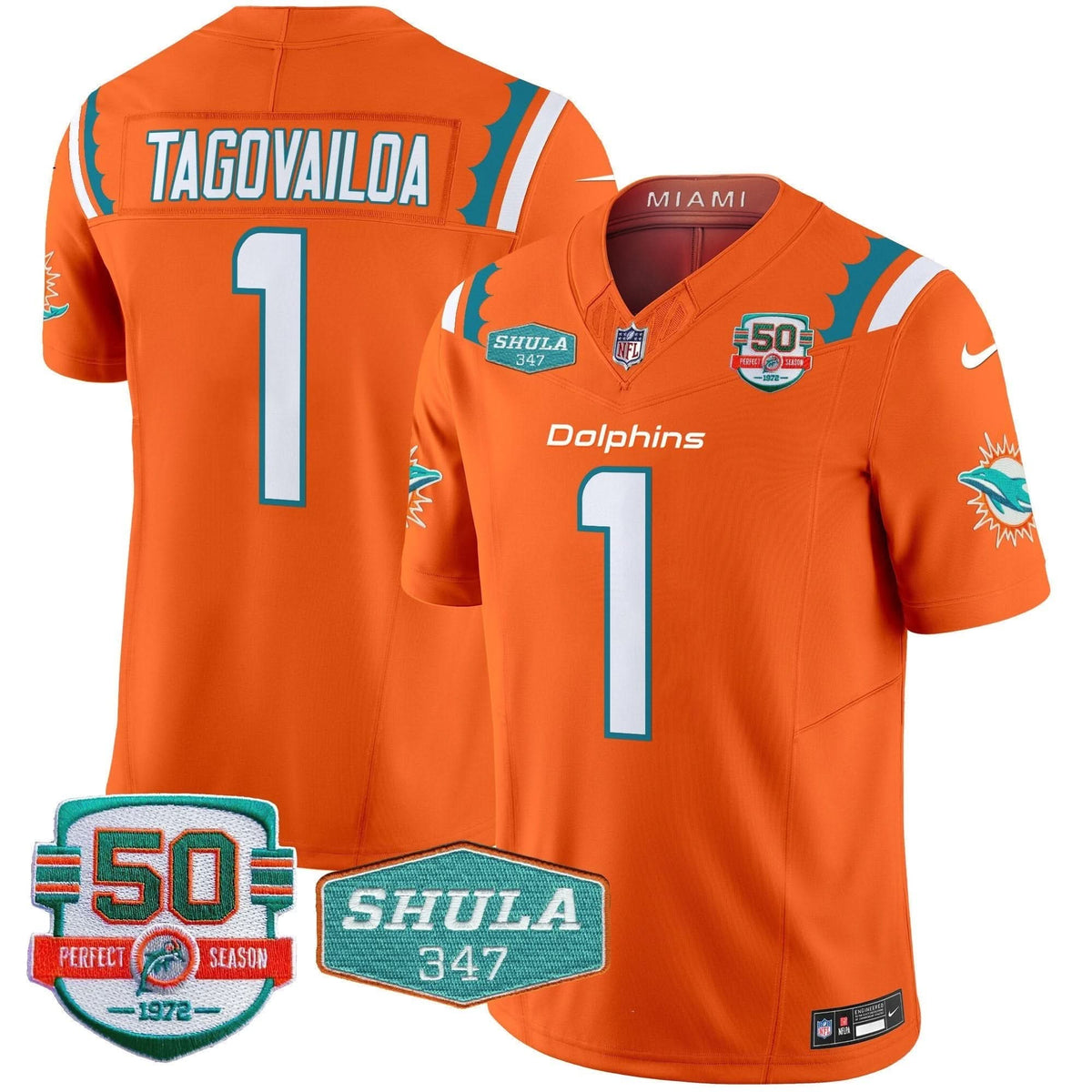 Dolphins 50th & Don Shula 347 Memorial Patch Vapor Limited Jersey - All Stitched - image 25