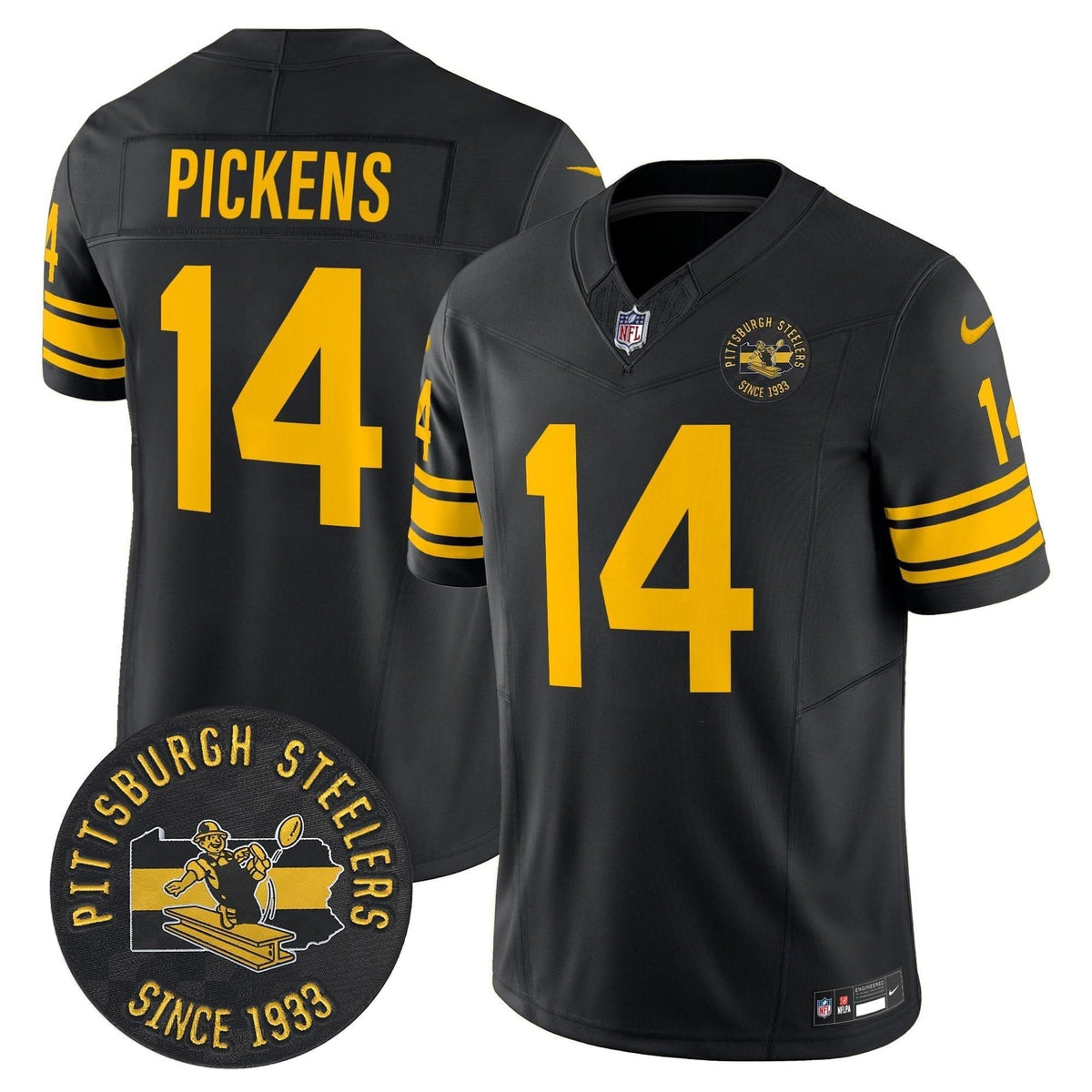 Pittsburgh Steelers Throwback 1962 Vapor Limited Jersey - Est. 1933 Patch - All Stitched - image 3