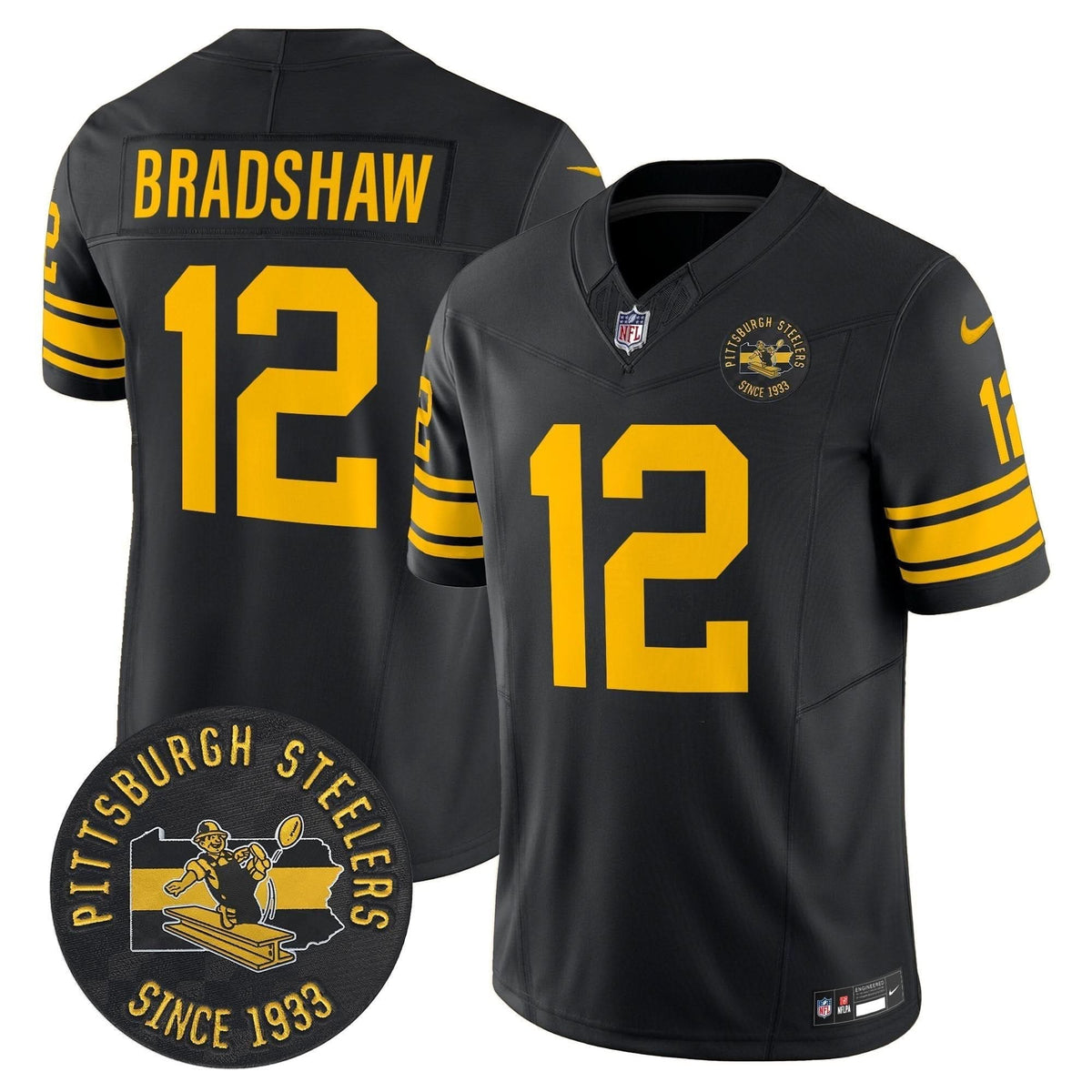 Pittsburgh Steelers Throwback 1962 Vapor Limited Jersey - Est. 1933 Patch - All Stitched - image 6