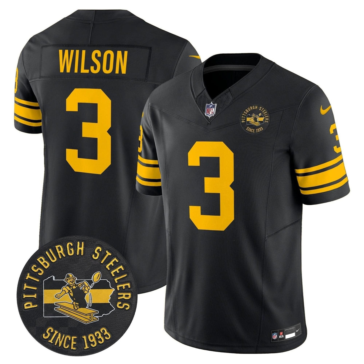 Pittsburgh Steelers Throwback 1962 Vapor Limited Jersey - Est. 1933 Patch - All Stitched - image 9