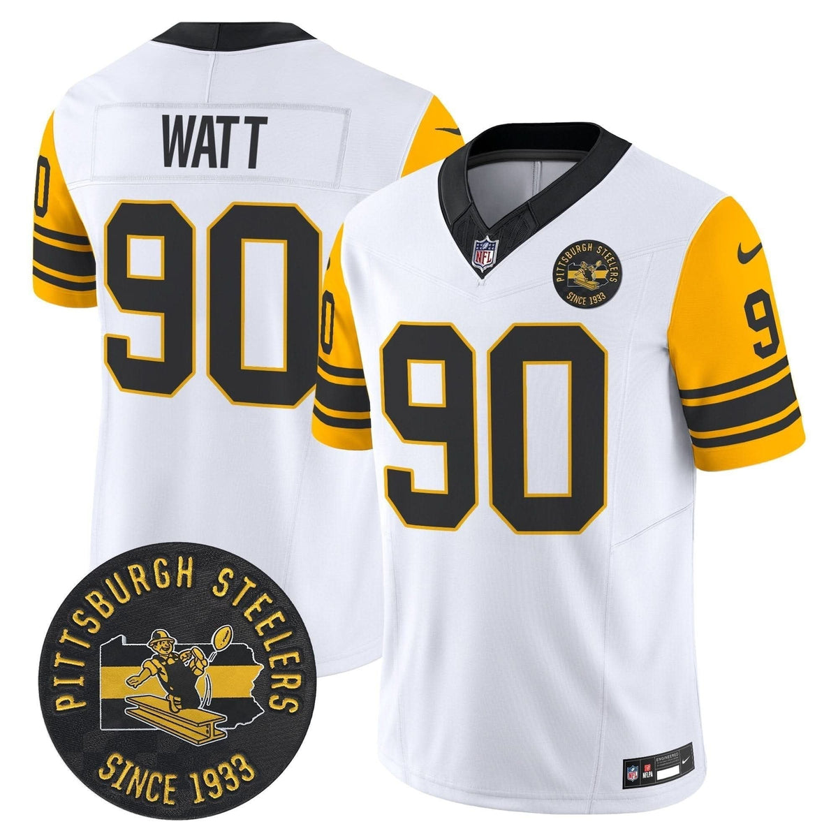 Pittsburgh Steelers Throwback 1962 Vapor Limited Jersey - Est. 1933 Patch - All Stitched - image 12