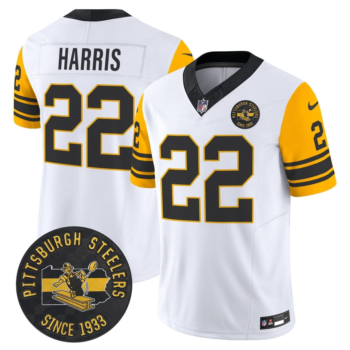 Pittsburgh Steelers Throwback 1962 Vapor Limited Jersey - Est. 1933 Patch - All Stitched - image 14