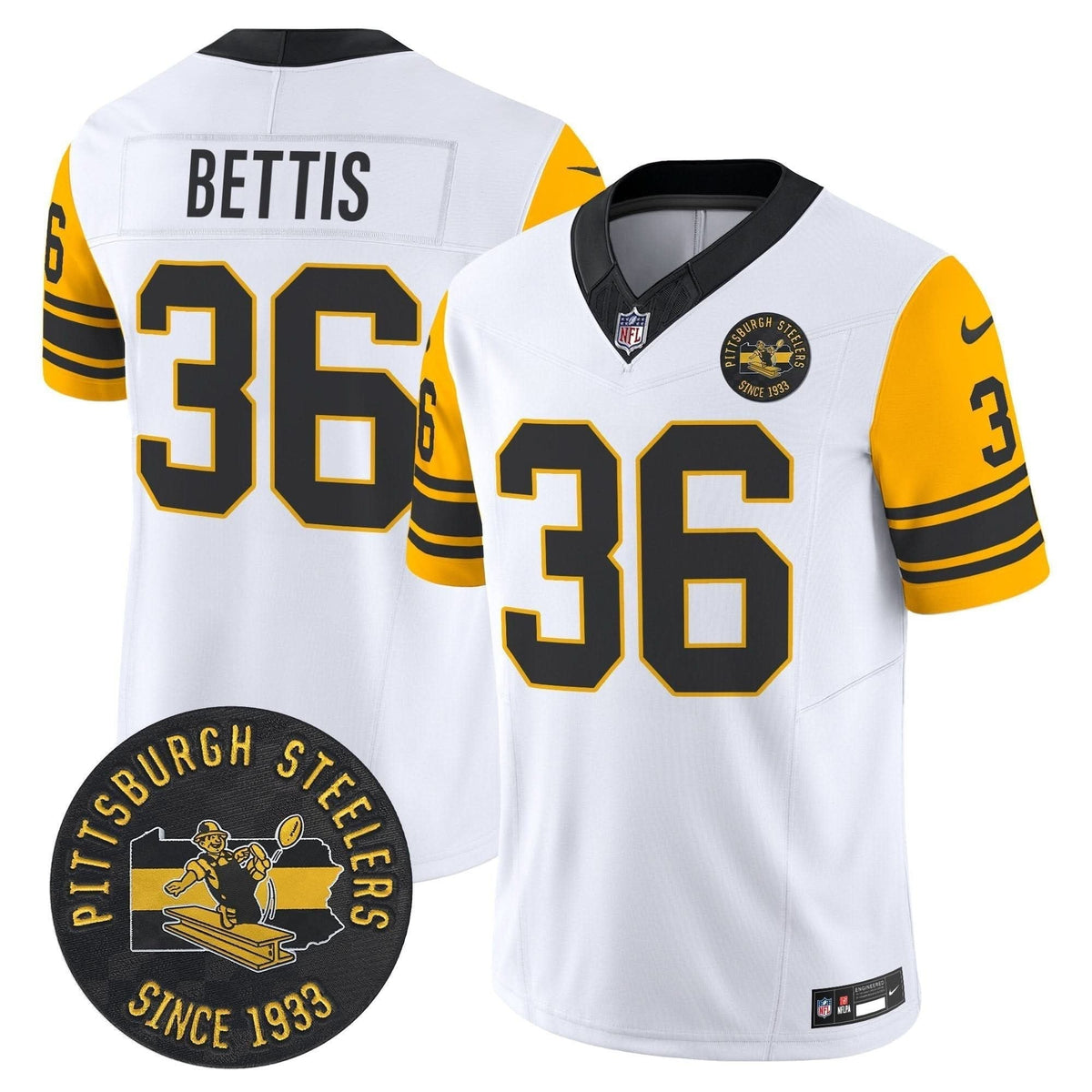 Pittsburgh Steelers Throwback 1962 Vapor Limited Jersey - Est. 1933 Patch - All Stitched - image 18
