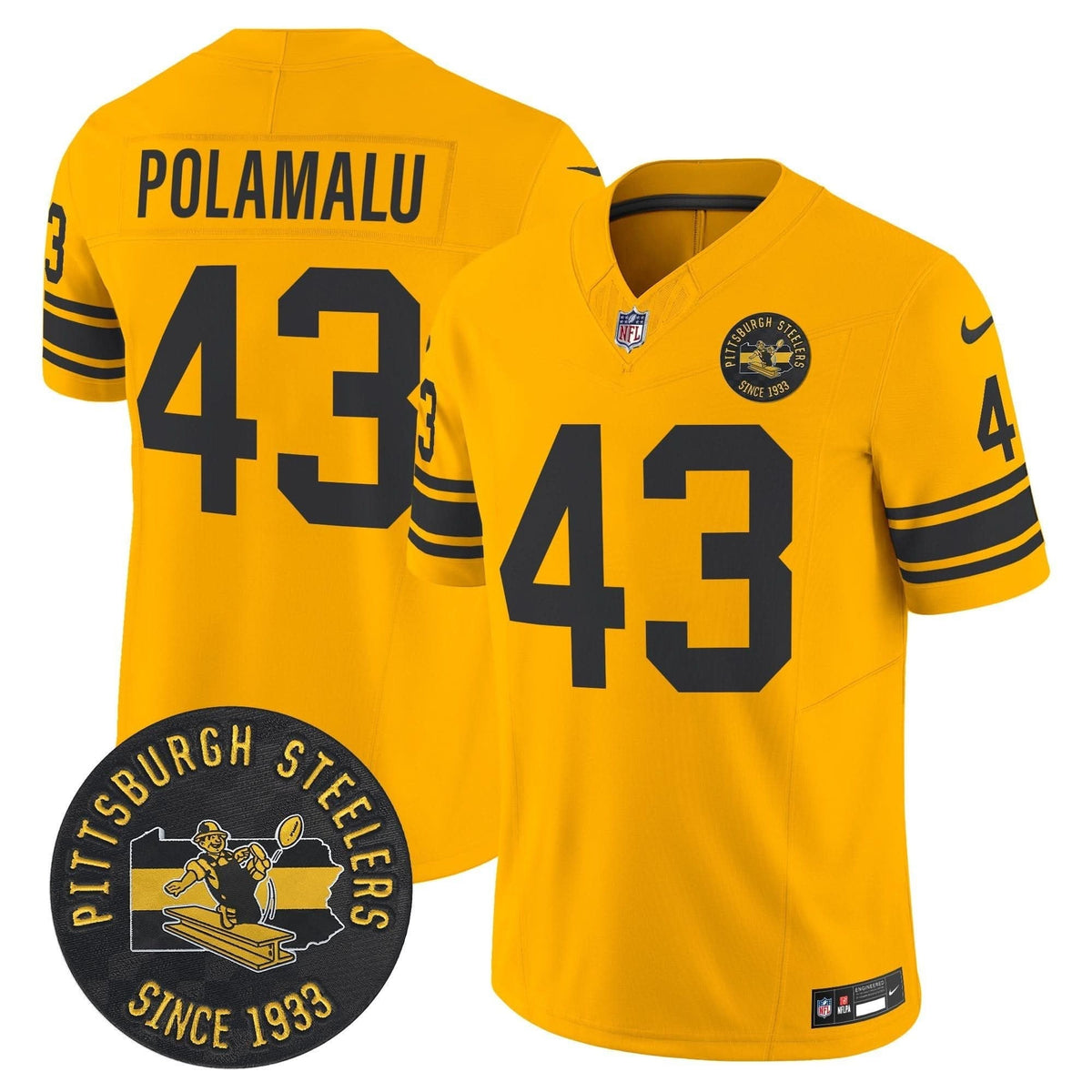 Pittsburgh Steelers Throwback 1962 Vapor Limited Jersey - Est. 1933 Patch - All Stitched - image 25