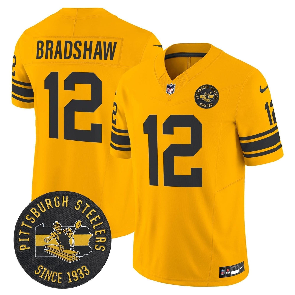 Pittsburgh Steelers Throwback 1962 Vapor Limited Jersey - Est. 1933 Patch - All Stitched - image 26