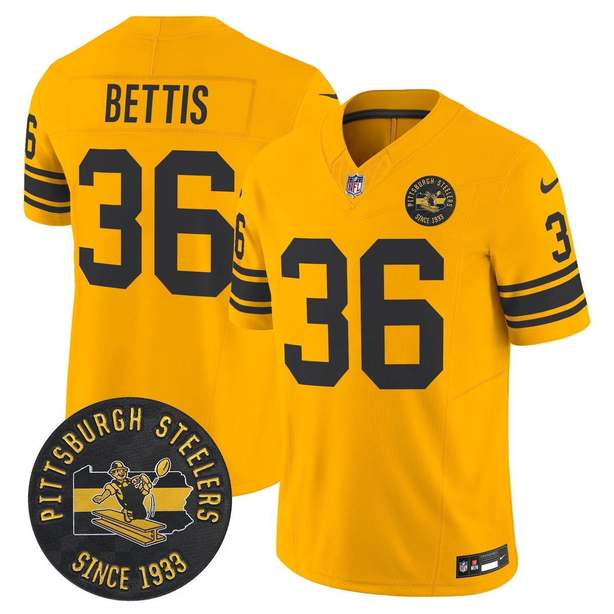 Pittsburgh Steelers Throwback 1962 Vapor Limited Jersey - Est. 1933 Patch - All Stitched - image 28